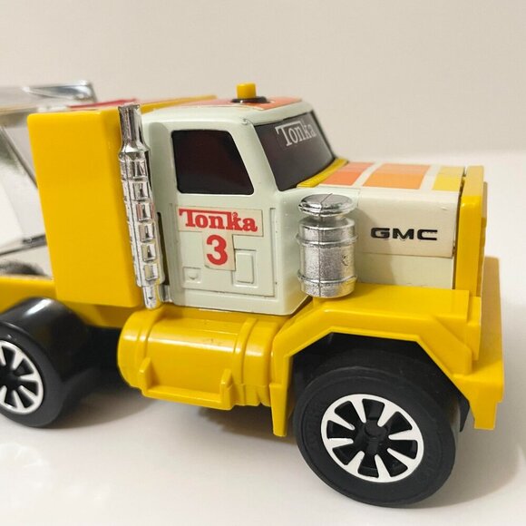 Vintage 80s Yellow Tonka Semi Mack Truck Clutch Popper Made in Japan - Picture 7 of 16